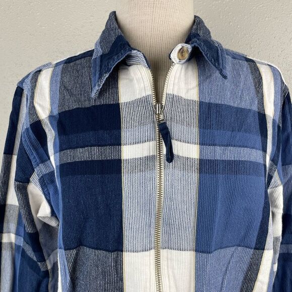 Northcrest Blue Plaid Full Zip Jacket Size XL EUC - Picture 2 of 7